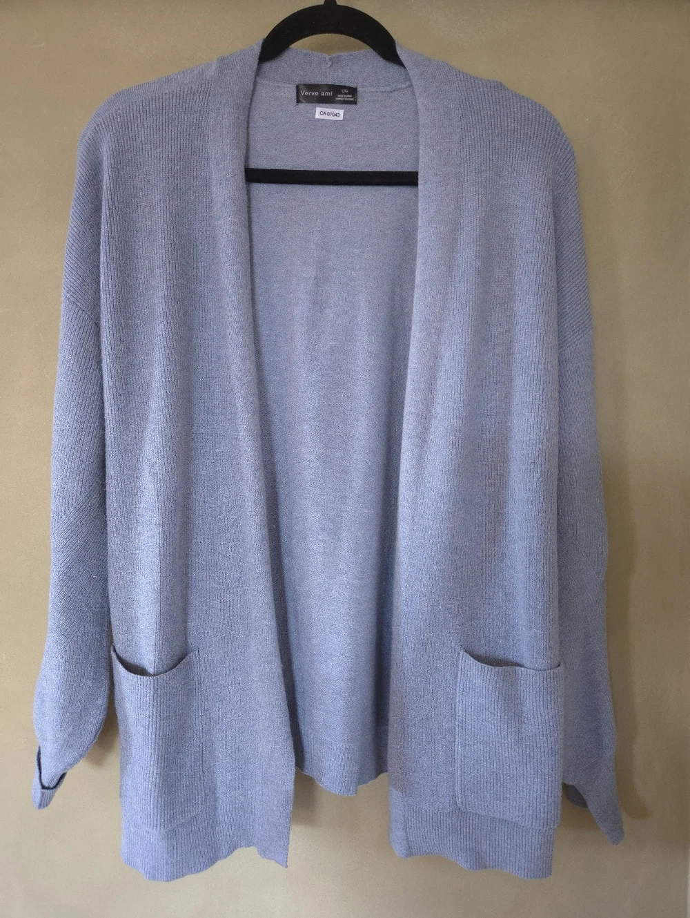 Verve Ami | Open-Front Blue Cardigan with Button Cuff Details, Size L - Picture 2 of 7